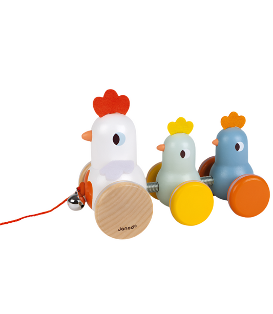 Pull along chicken toy